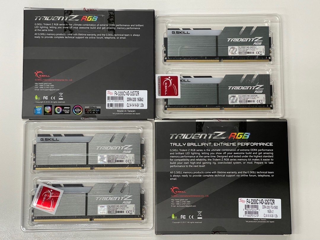 G.SKILL TridentZ RGB Series 32GB (2 x 16GB) DDR4 3200 F4-3200C14D