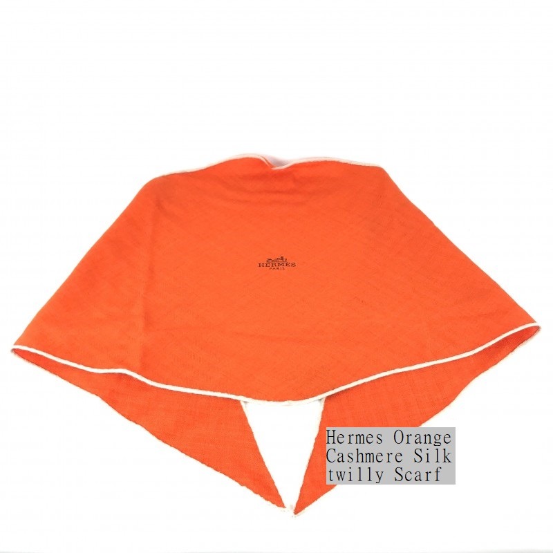 Hermes Orange Cashmere Silk twilly Scarf on Carousell