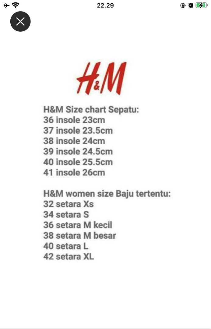 Size shop sepatu h&m