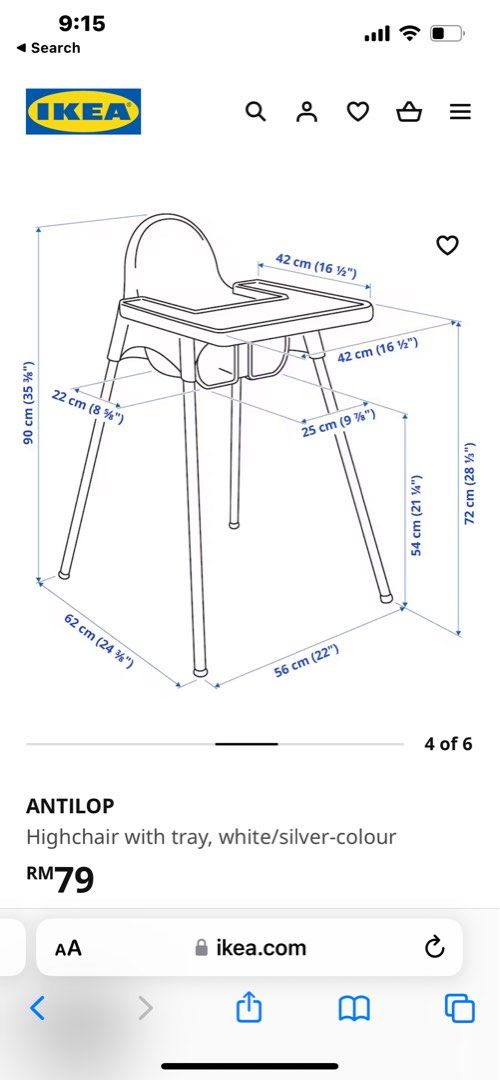 Ikea high best sale chair dimensions