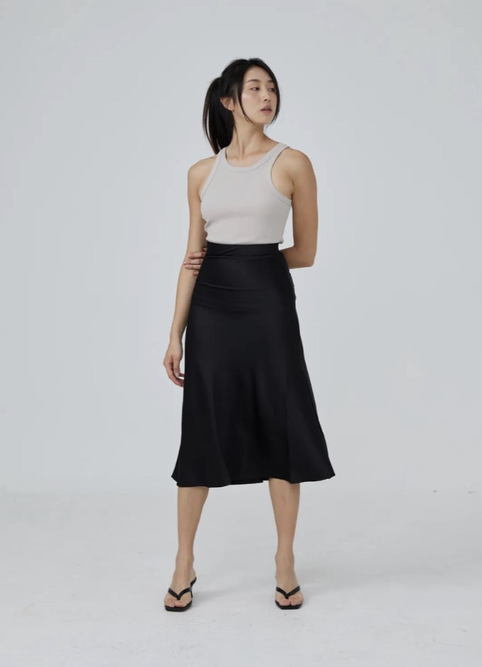 Black swing midi skirt outlet