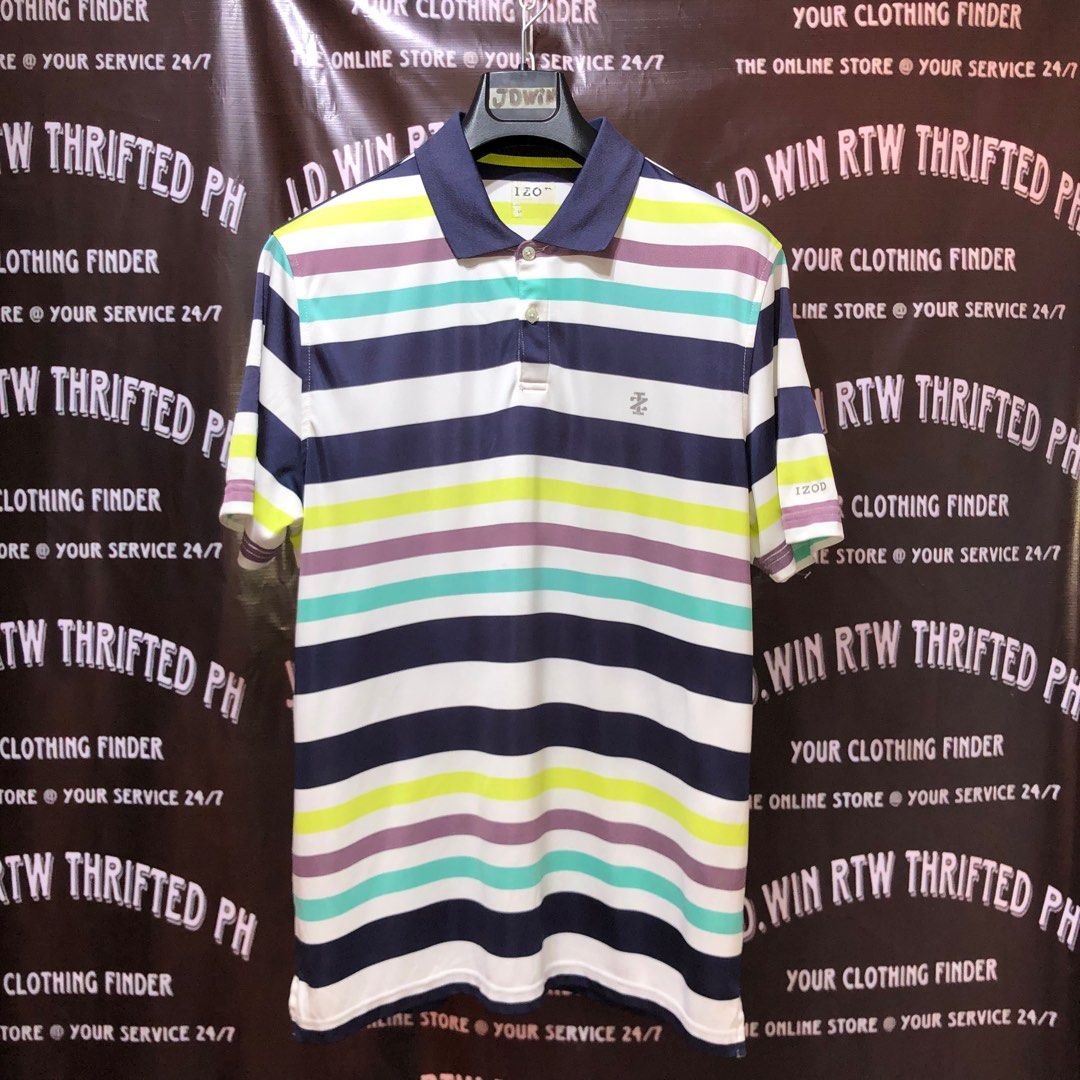 IZOD MEN S GOLF POLO SHIRTS COLORED STRIPED LARGE Please view all