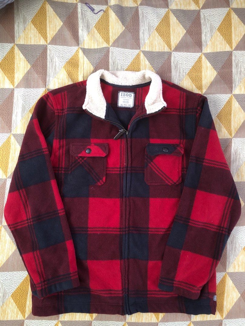 IZOD Sherpa Collar Checkered Jacket