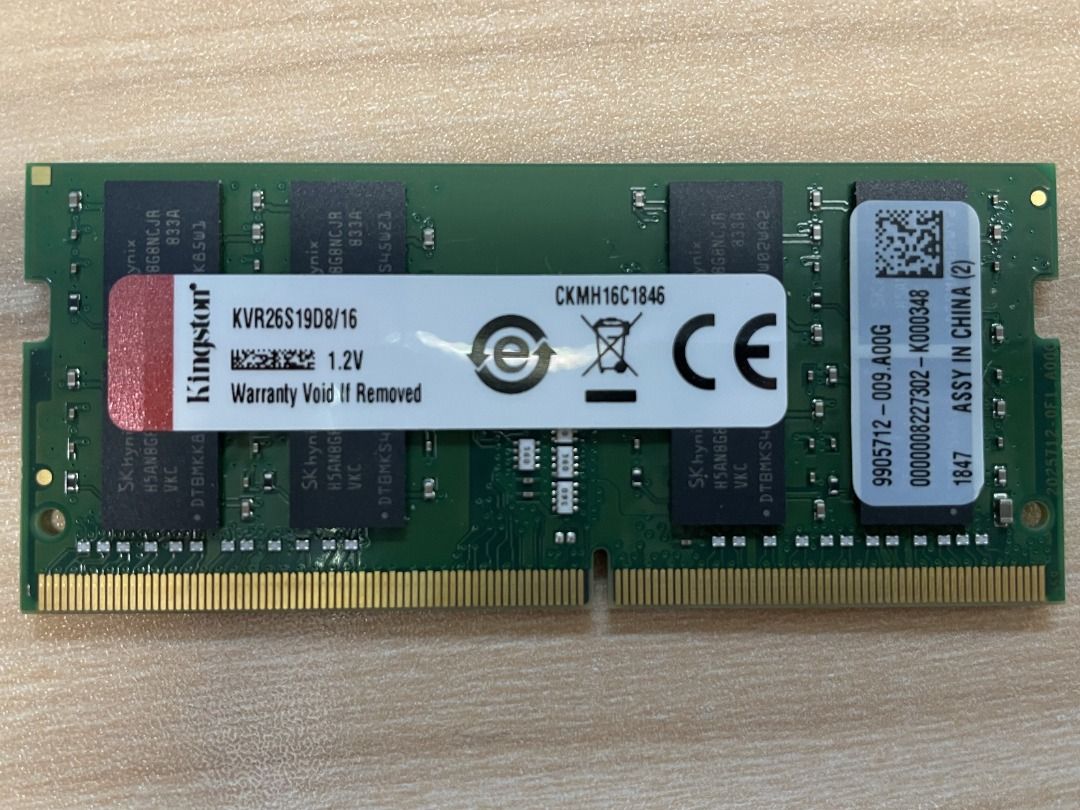 Kingston DDR4 2666 16GB (單條) (KVR26S19D8/16), 電腦＆科技, 電腦