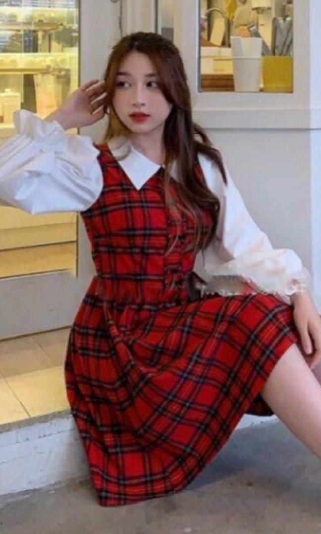 Korean online checkered dress