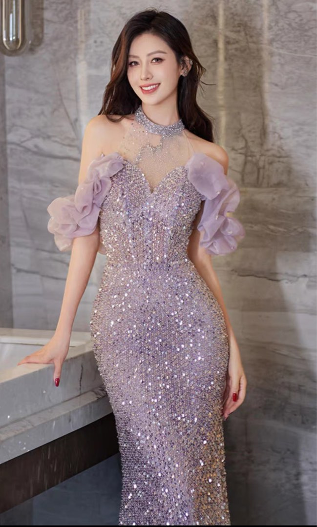 Strapless Lilac Tulle Long Evening Dress A-Line Floor Length Prom Dress –  Pgmdress