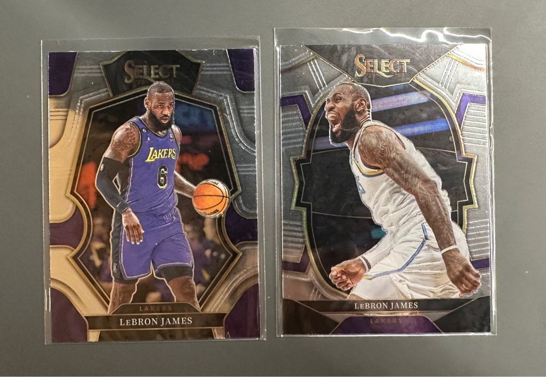 Lot of 2 NBA basketball 2022-2023 panini select Lebron James premier level  concourse silver lakers GOAT MVP champion champ