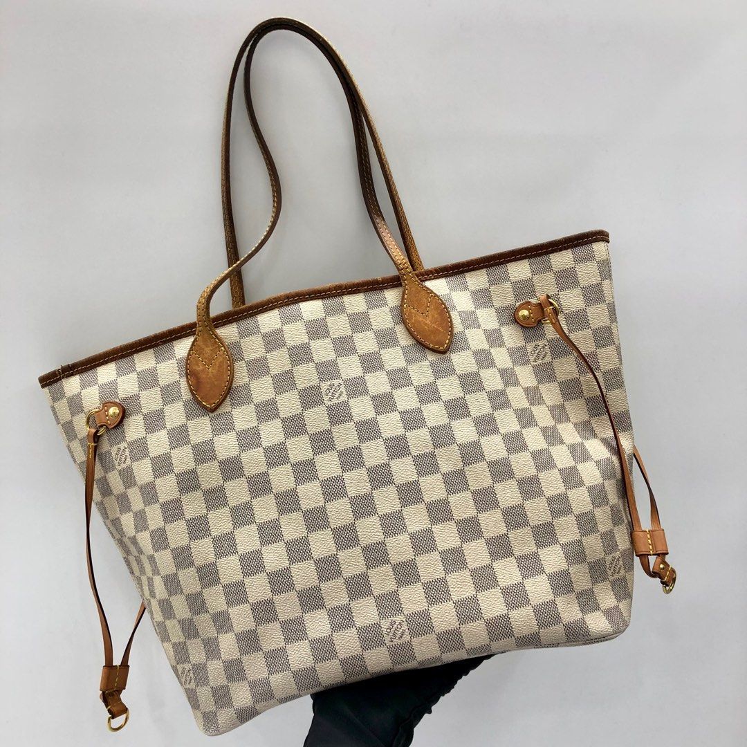 LV NEVERFULL MM DAMIER AZUR TOTE BAG, Luxury, Bags & Wallets on Carousell