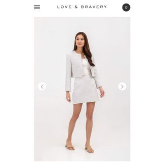 Love & Bravery - Helen Patch Pocket Tweed Blazer in Blue Checks