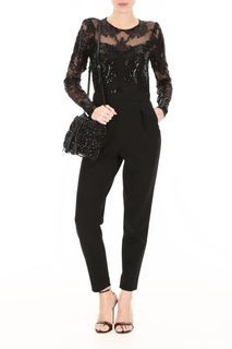 Michael Kors Women's Black Sequin Embroidered Jumpsuit Size 8