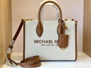 MK Mirella Small Shopper Top Zip Satchel Bag Vanilla Natural