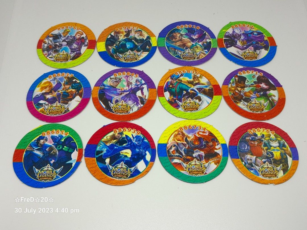 Mobile Legends Local Pogs (20pcs) (Category: Raw Singles) located in San Pablo. Submitted by fredambion (Listing ID 1250890363, Image 3). Description: *Please Take Time To Read Descriptions & Check The Photos *What You See Is What You Get *Mobile Legends Local Pogs *All For Only 30 / 20pcs *No Doubles *Good For Collection *Like New To Well Used Condition *Manage Your Expectation *Payment via Gcash or Palawan Express *Shipping via JRS Express Door