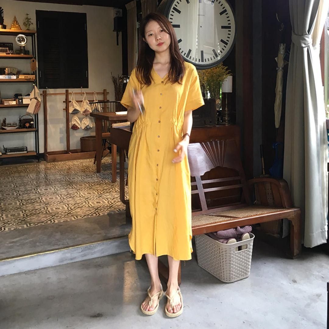 Casual mustard yellow dresses hotsell