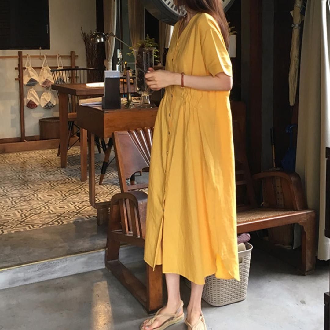 Casual mustard yellow dresses hotsell