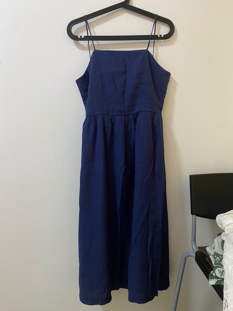 13104 Navy Blue Tie Waist Shirt Dress main image 1