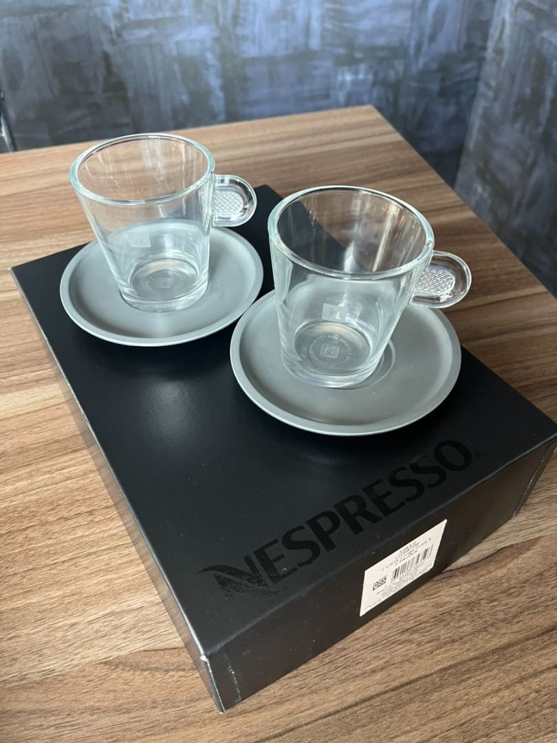 Nespresso Set Glass Collection Espresso Cups & Saucers,A & P Cahen Design,New