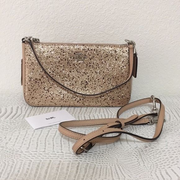 Coach top handle sales pouch with star glitter