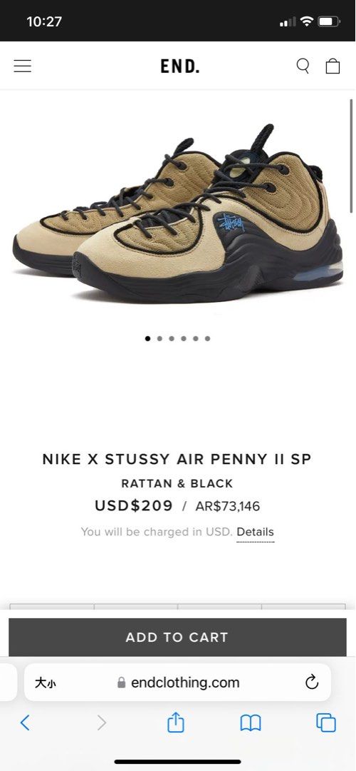 Nike stussy air penny II SP, 男裝, 鞋, 波鞋- Carousell