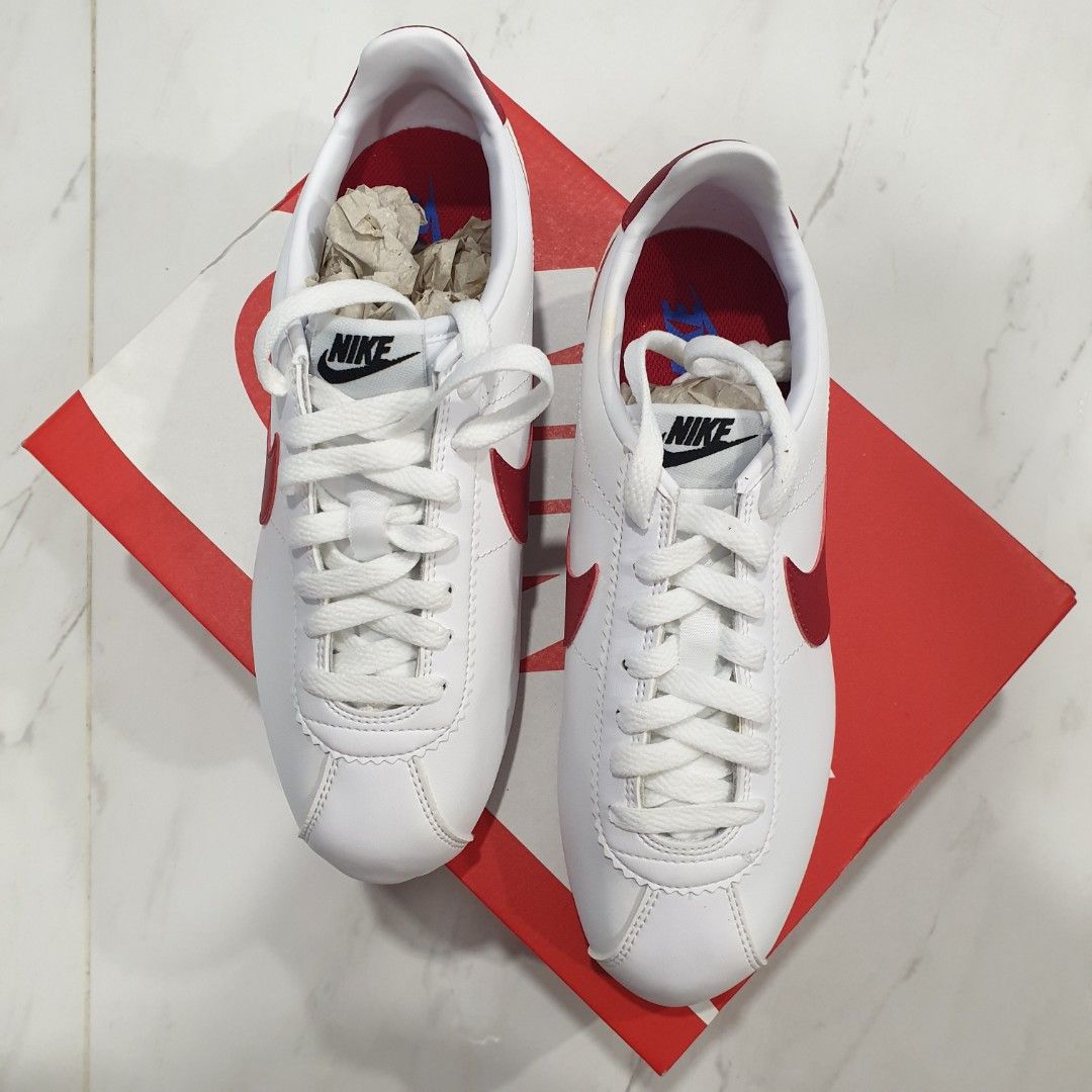 Red leather tennis shoes shop
