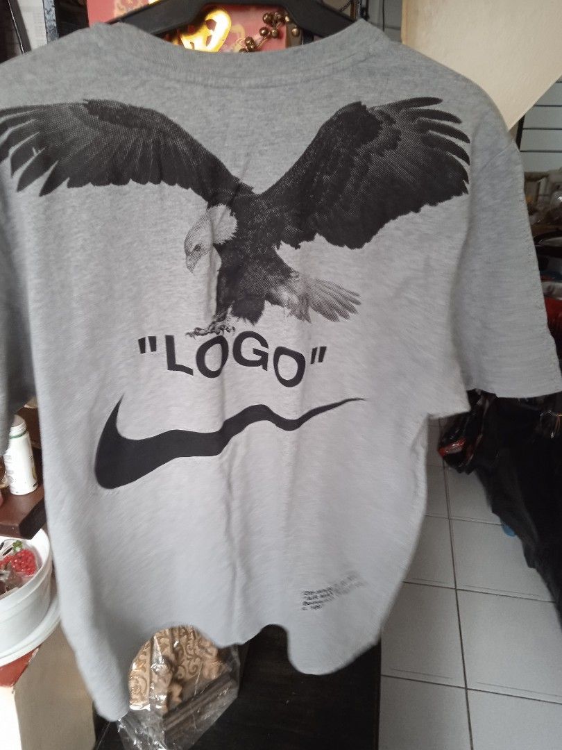OFF WHITE x Nike Crossover Large Logo Eagle Pattern Short Sleeve Unisex Grey