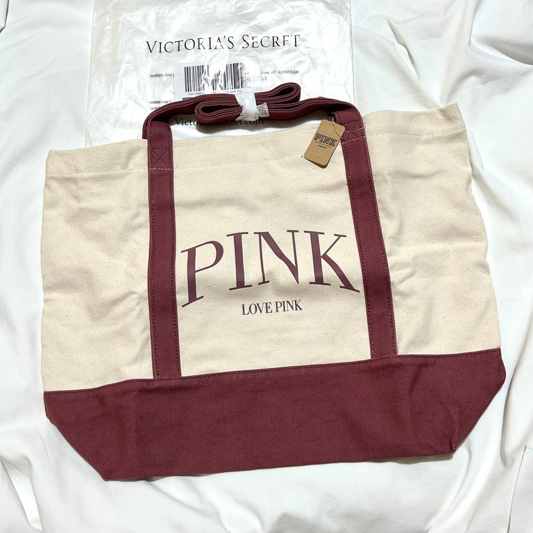 Victoria's secret pink on sale canvas tote bag