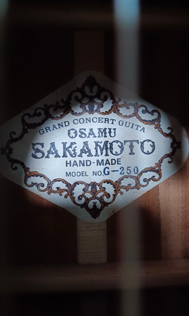 Osamu sakamoto g250 hand made classical guitar (Category: Musical Instruments) located in Paranaque City. Submitted by yourhonorvoy (Listing ID 1250824506, Image 2). Description: 👏👏👏 New arrival from japan🇯🇵 Osamu sakamoto g-250 25k only With soft case Rare model Old strings installled 👍Payment thru cash, bank transfer, gcash or in any remittance center 🚚We do shipping👍via lalamove,speedy, toktok and grab ✈️🚢🚆We also ship nation wide, d