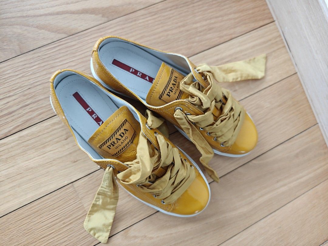 Gold prada sneakers sales