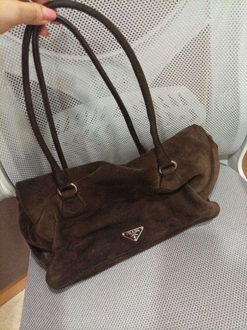 Prada suede tote clearance