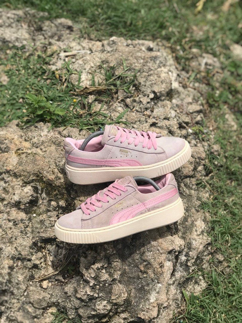 Pink barbie puma shoes discount