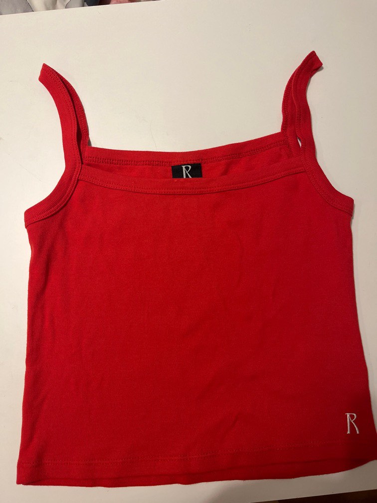 Red spaghetti strap tank top top