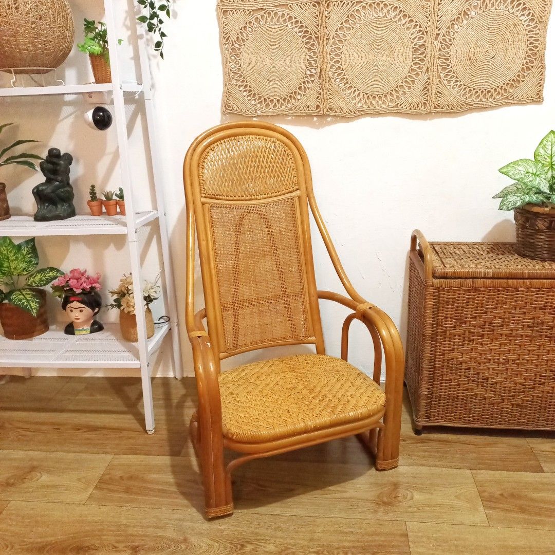 Rattan low armchair lounge chair on Carousell