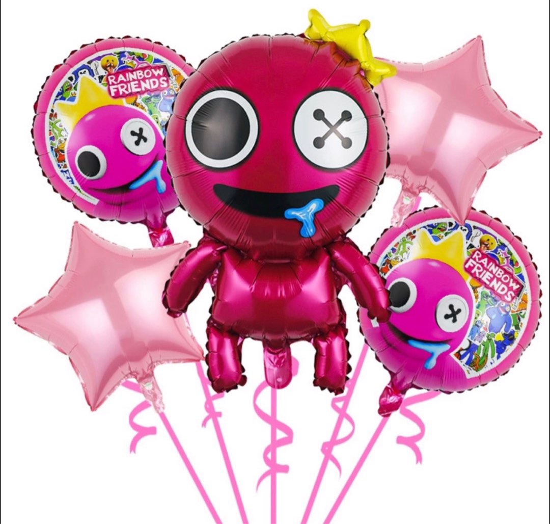 Rainbow Friends Red Birthday Party Theme Balloon Set 5pcs Set
