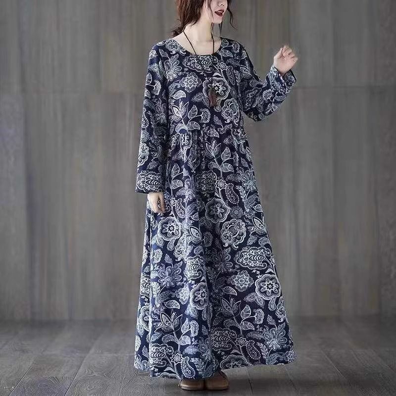READY STOCK Women Plus Size Round Neck Long Sleeve Loose