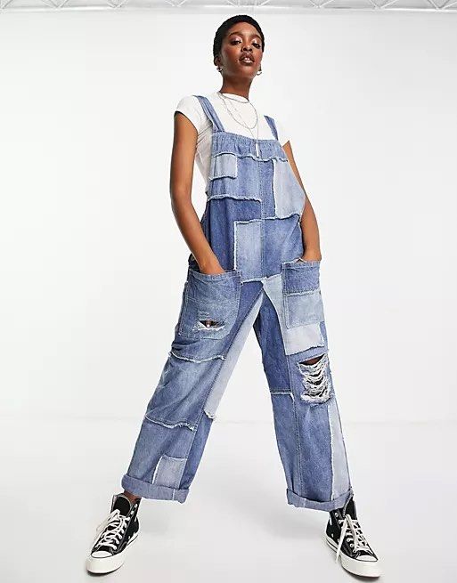 Tween Girl Ripped Denim Overalls Without Tee | SHEIN