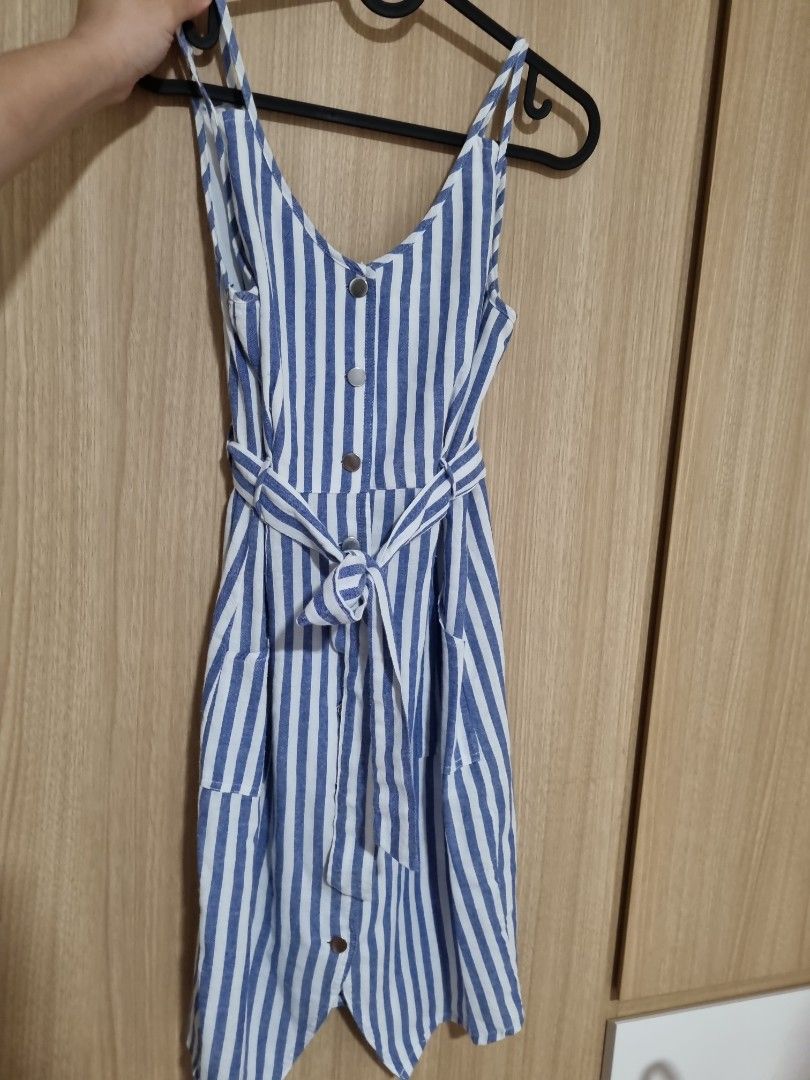 SALE Temt Blue white cruise navy Striped Dress