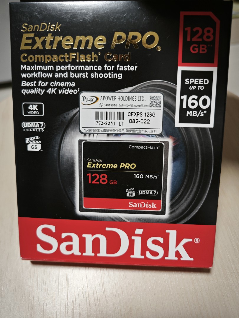 SanDisk Extreme Pro CF card 4K. 128GB, 攝影器材, 攝影配件, 其他