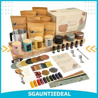 softowl SoftOwl Premium Soy Candle Making Kit - Black Edition - Full Set -  Soy Wax, Big 7oz Jars & Tins, 7 Pleasant Scents, 10 Color Dye