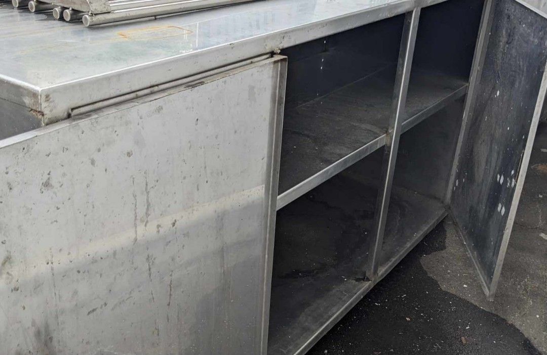 Stainless Steel Cabinet (Category: Other Kitchenware & Tableware) located in Quezon City. Submitted by CraftsItemsCleanUpSale (Listing ID 1218144724, Image 3). Description: Stainless Steel Cabinet Dimension: 24"x140"x38" (and 12"x140"x38" Exterior Bars) *Price Negotiable Kindly Note: Crafts Items Clean Up Sale Please chat with me for any questions or for more photos. Items are sold as is..