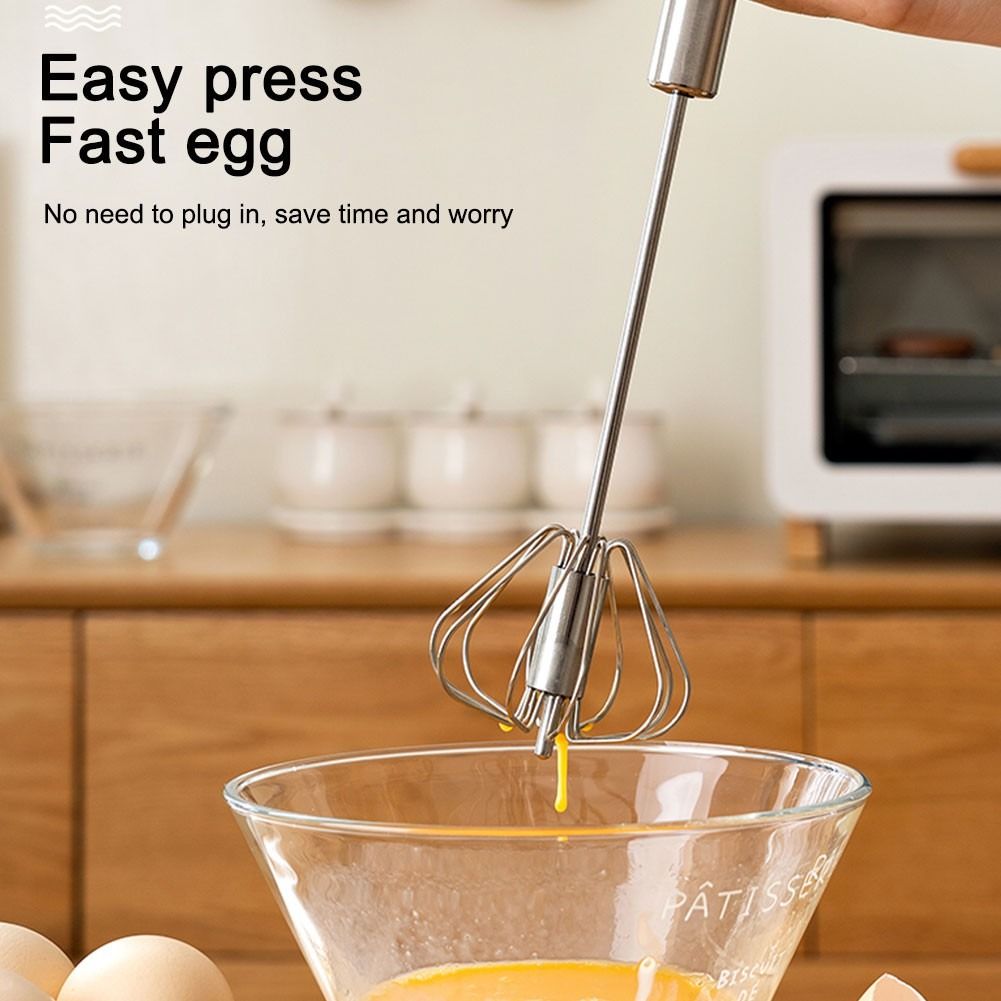 Semi-automatic Stainless Steel Egg Beater, Manual Egg Whisk, Spinning Egg  Beater, Kitchen Tool For Beating Eggs