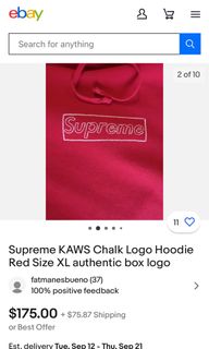 SUPREME X KAWS Chalk Box Logo Hoodie Red