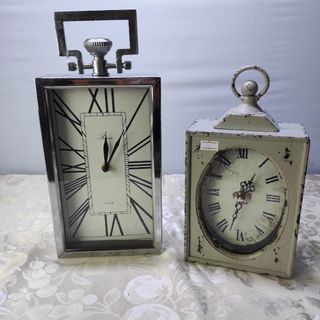 Table quartz clocks from UK aluminum and wood 10.5” & 13” 475 each *154