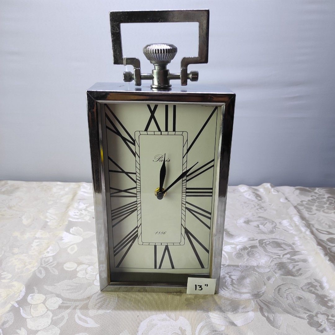 Table quartz clocks from UK aluminum and wood 10.5” & 13” 475 each *154