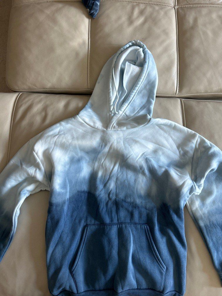 White and blue outlet tie dye hoodie