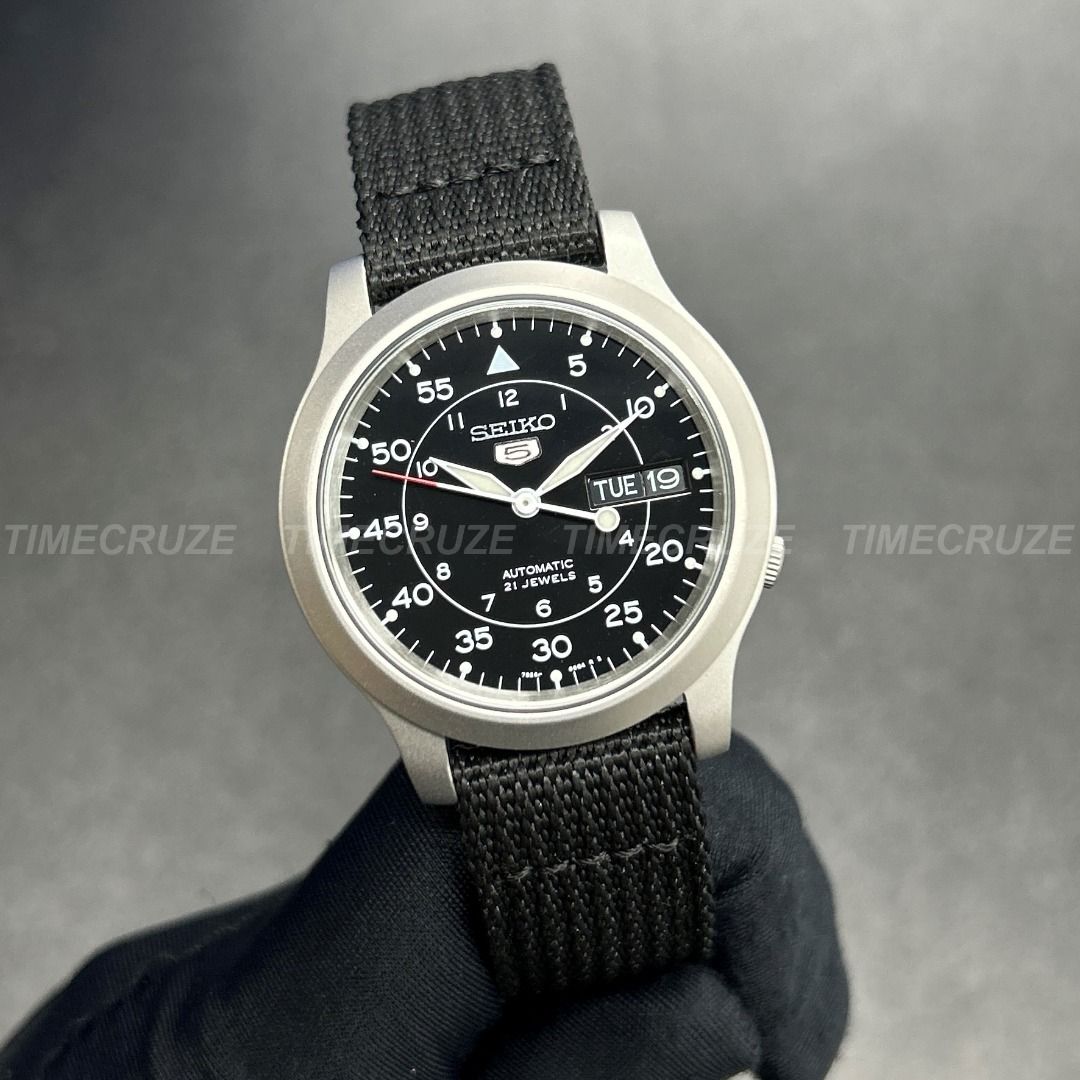 Time Cruze Seiko 5 SNK809K2 Classic Military Automatic Black