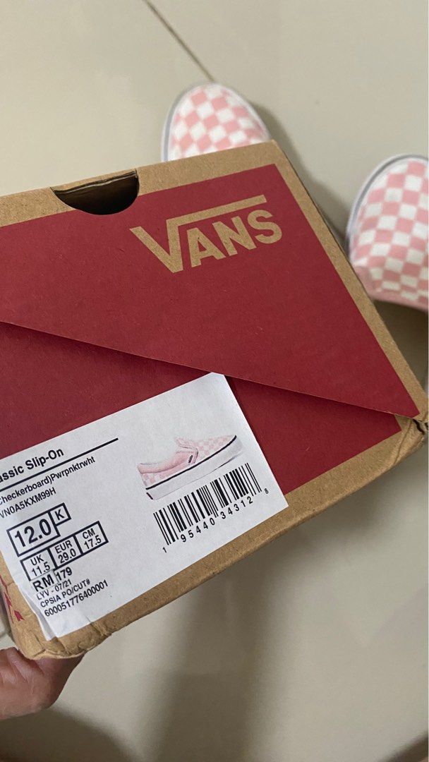 Vans Classic Slip On in Checkerboard Pink Girls Babies Kids