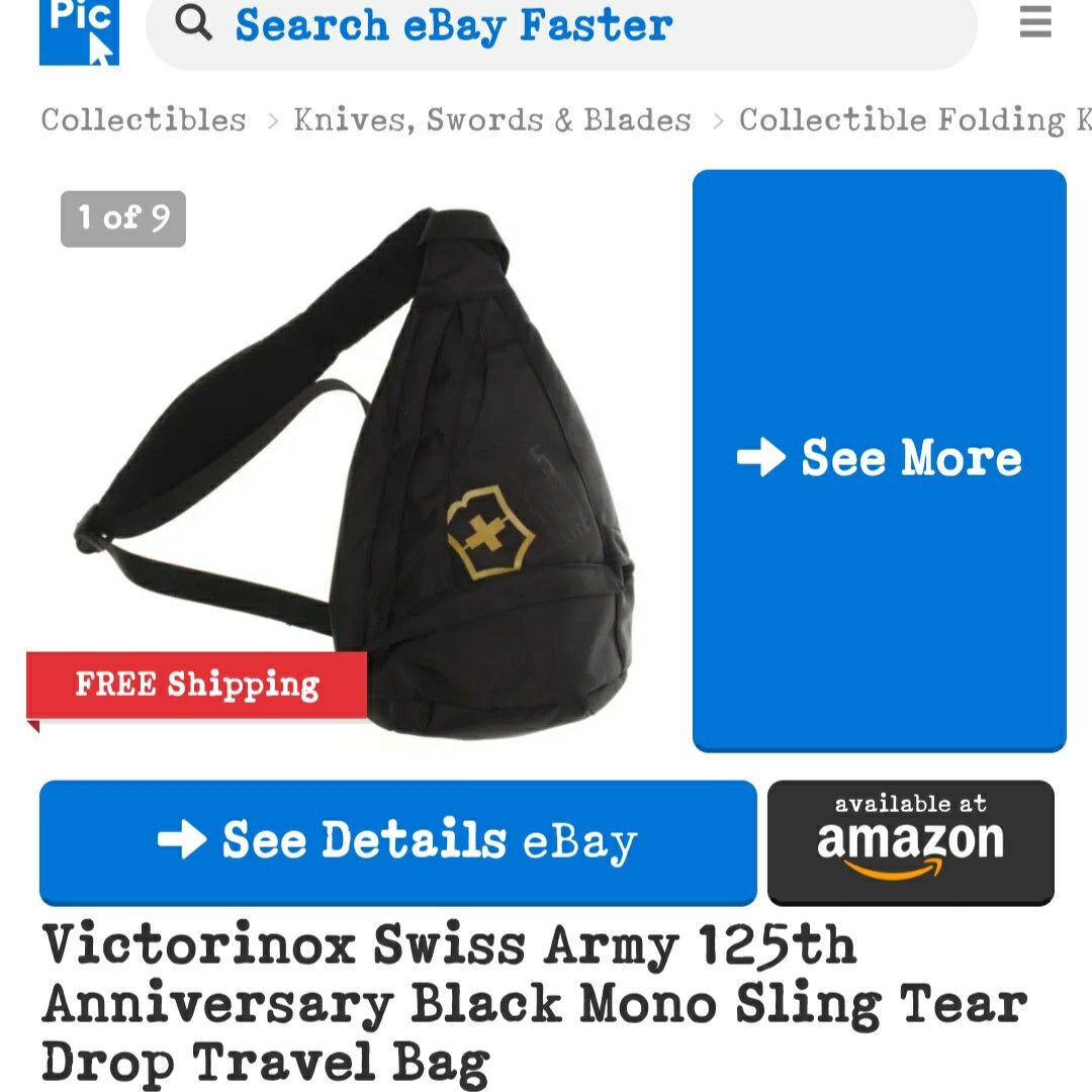 Victorinox 125th Anniversary Monosling Tear Drop Travel Black Crossbody