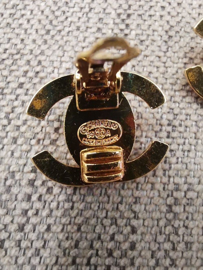 Vintage Chanel golden turn lock earrings, Luxury, Accessories on Carousell