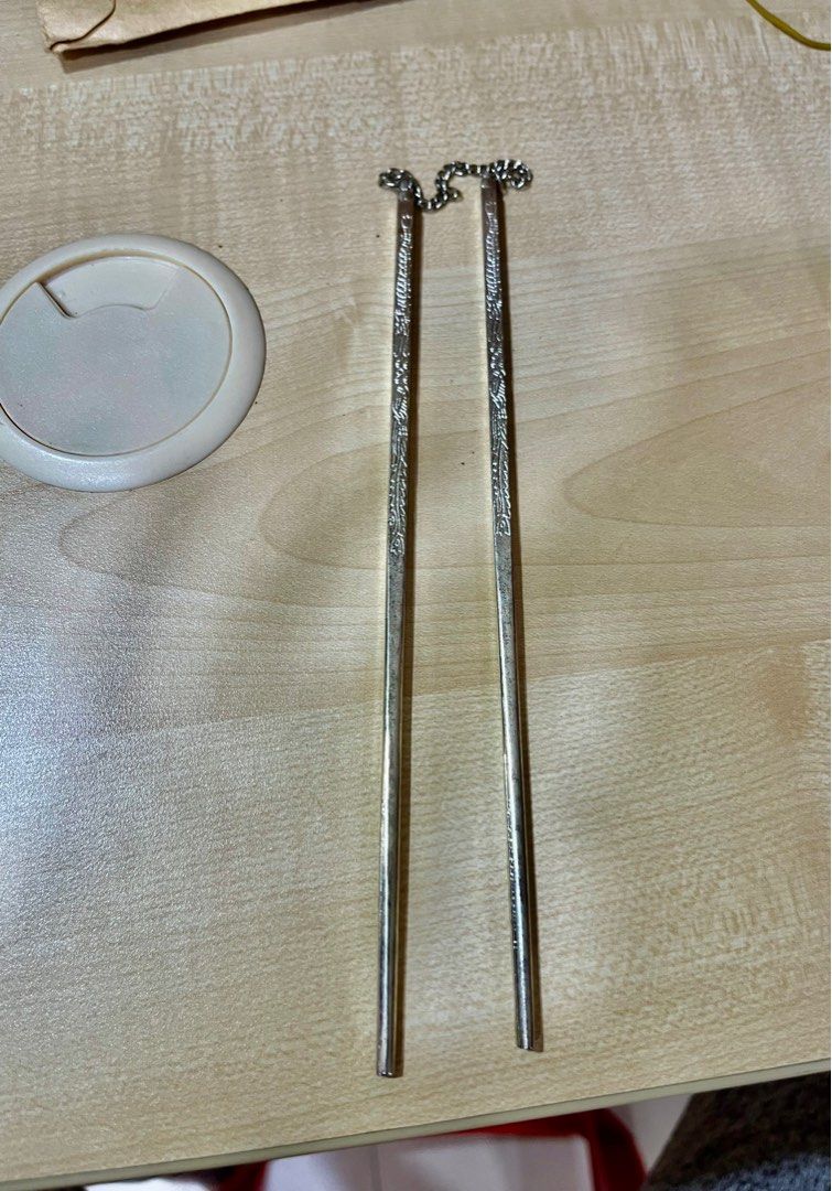 Vintage dragon inscripted silver chopsticks