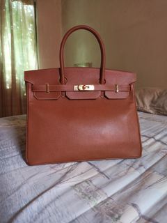 HERMES Cabasellier 31 Tote Shoulder Bag Veau Barenia Leather Fauve Brown