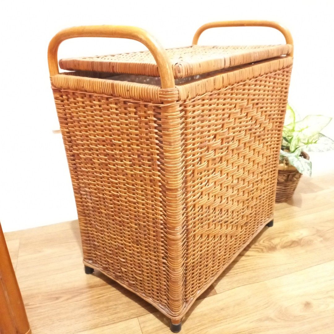 Vintage rattan trunk storage box on Carousell